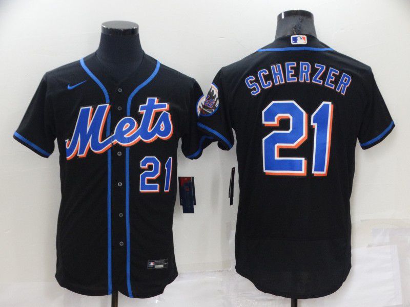Men New York Mets #21 Scherzer Black Elite 2022 Nike MLB Jersey